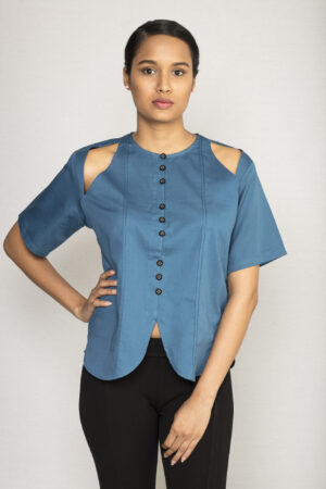 Blue Blouse Top By TAMASQ