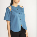 Blue Blouse Top By TAMASQ